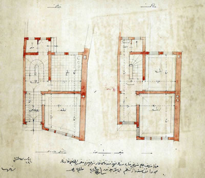 <p><strong>6.</strong> İstanbul Fatihteki Hırka-i Şerif  Mahallesi Akseki Caddesinde “Hırka-i Şerif Cami minaresinin yıkılırken karşı  tarafında yıkmış olduğu evin yeniden inşası için hazırlanan plan” Kaynak: Cumhurbaşkanlığı  Osmanlı Arşivi, Kurum: PLK.p., Yer:509, Belge tarihi: H 29.10.1324, M  16.12.1906.</p>